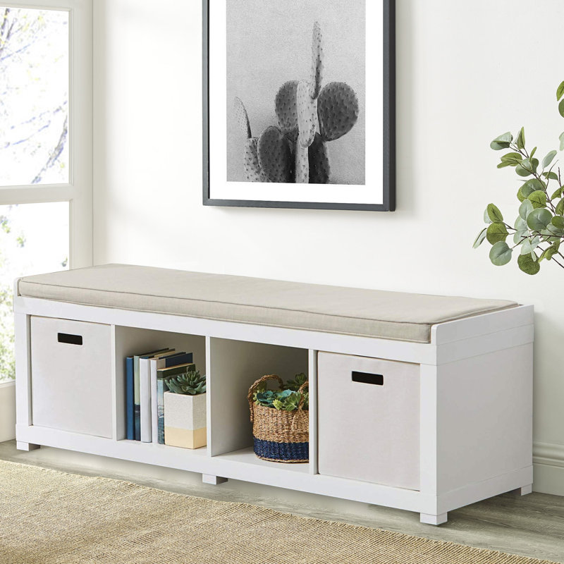 Latitude Run Brianny Polyester Blend Upholstered Storage Bench